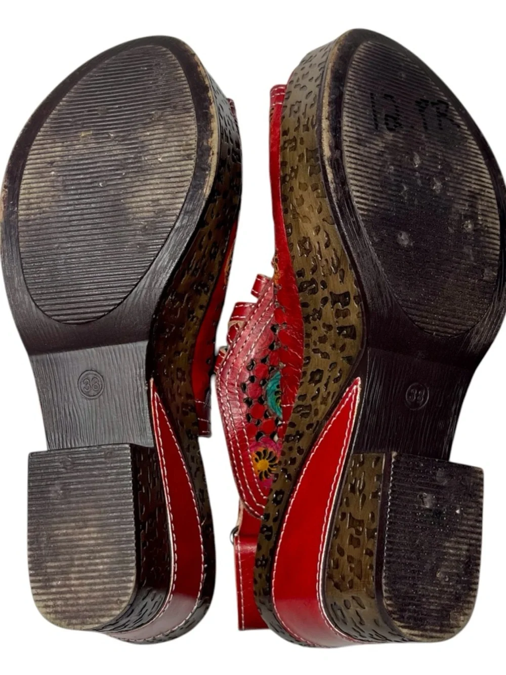 LArtiste Spring Step Pricilla Floral Cut-Out Leather Heeled Sandals 7.5 - Picture 6 of 10